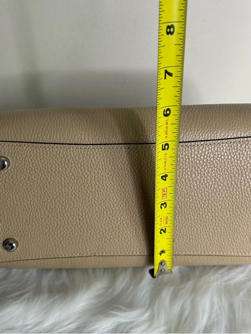 Coach Rowan Satchel Taupe Chalk White Pebbled Leather Bag Excellent - Picture 13 of 13